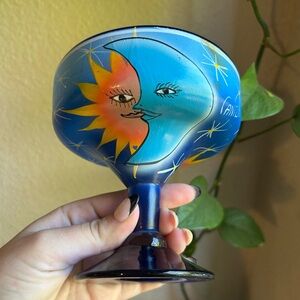 Hand-Painted Sun and Moon Margarita Glass